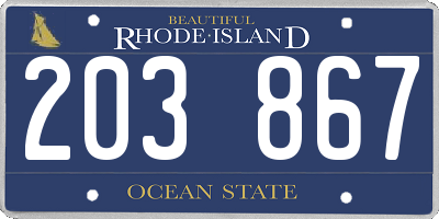 RI license plate 203867
