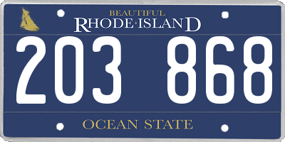 RI license plate 203868