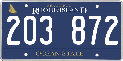RI license plate 203872