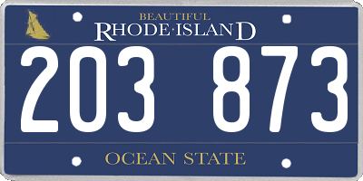 RI license plate 203873