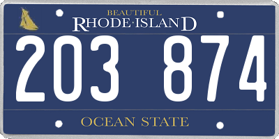 RI license plate 203874