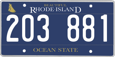 RI license plate 203881