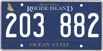 RI license plate 203882