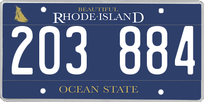 RI license plate 203884