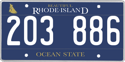 RI license plate 203886