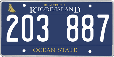 RI license plate 203887