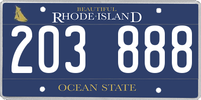 RI license plate 203888