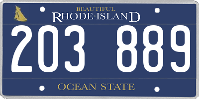 RI license plate 203889