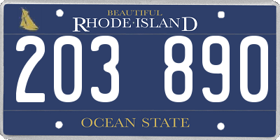 RI license plate 203890