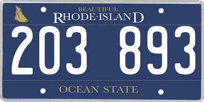 RI license plate 203893
