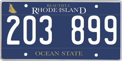 RI license plate 203899