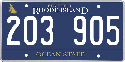 RI license plate 203905