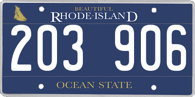 RI license plate 203906