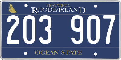 RI license plate 203907