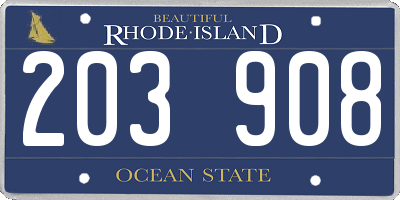 RI license plate 203908