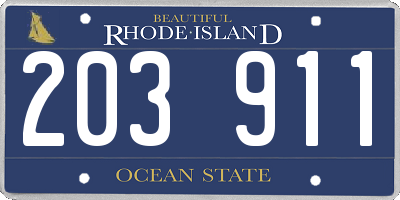 RI license plate 203911