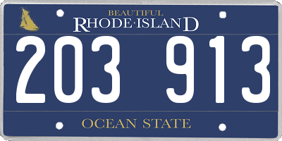 RI license plate 203913