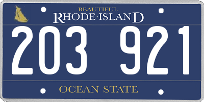 RI license plate 203921