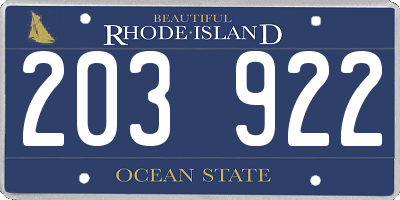 RI license plate 203922