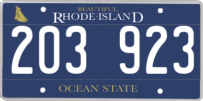 RI license plate 203923