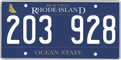 RI license plate 203928