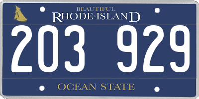 RI license plate 203929