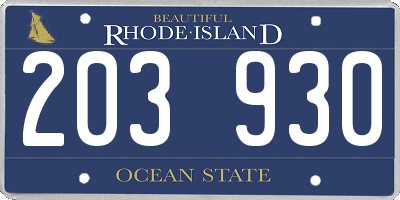 RI license plate 203930