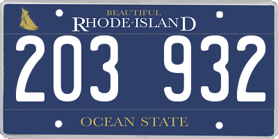 RI license plate 203932