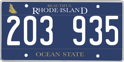 RI license plate 203935