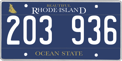 RI license plate 203936