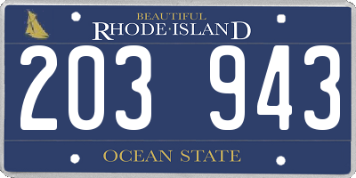 RI license plate 203943