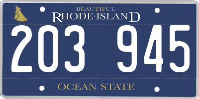 RI license plate 203945