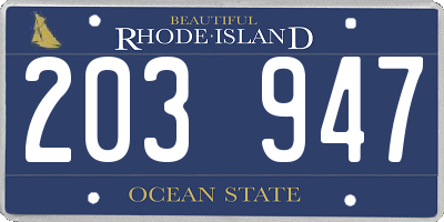 RI license plate 203947