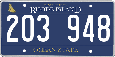 RI license plate 203948
