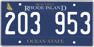 RI license plate 203953