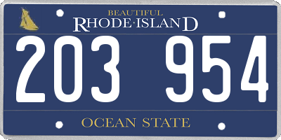 RI license plate 203954