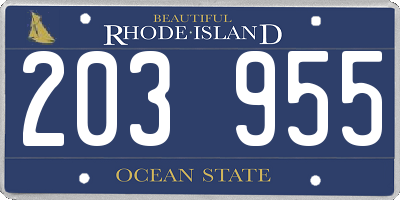 RI license plate 203955