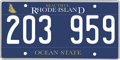 RI license plate 203959
