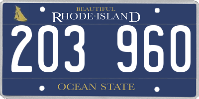 RI license plate 203960