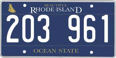 RI license plate 203961