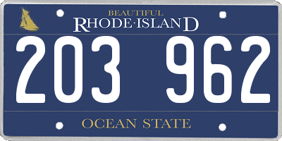 RI license plate 203962