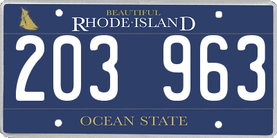 RI license plate 203963