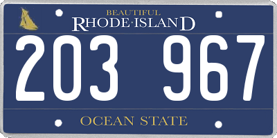 RI license plate 203967