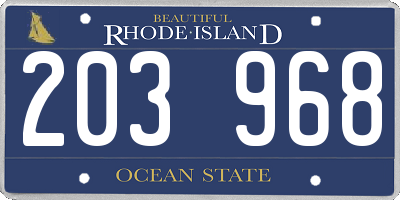 RI license plate 203968