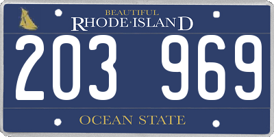 RI license plate 203969