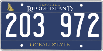 RI license plate 203972