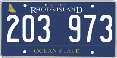 RI license plate 203973