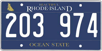 RI license plate 203974