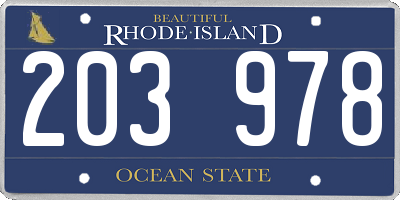 RI license plate 203978