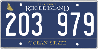 RI license plate 203979